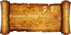 Fazekas Vitális névjegykártya